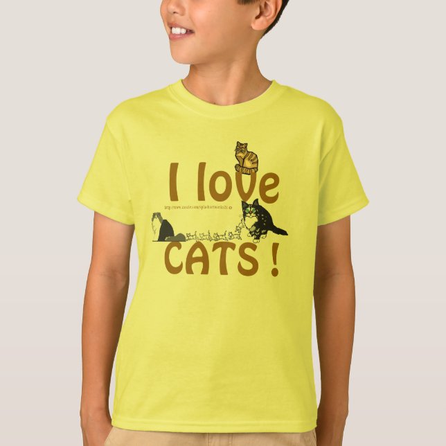Camiseta Tabby y amigos - ¡Me encantan los chicos gatos! (Anverso)