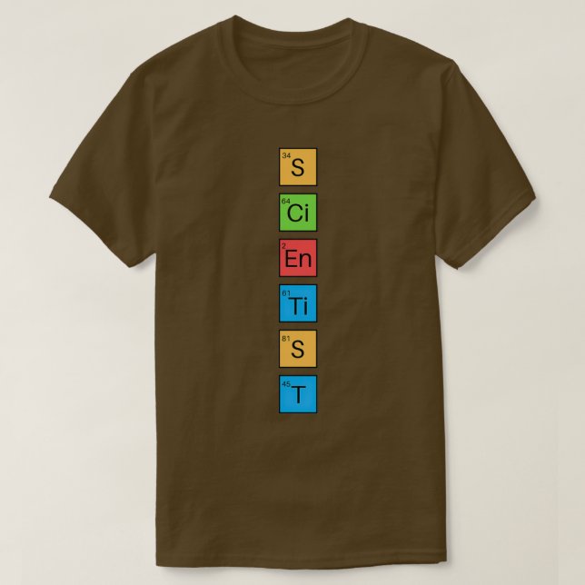 Camiseta Tabla 1 periódica científica (Diseño del anverso)
