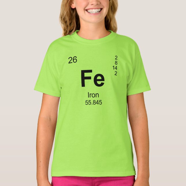 Camiseta Tabla de elementos periódica (hierro) (Anverso)