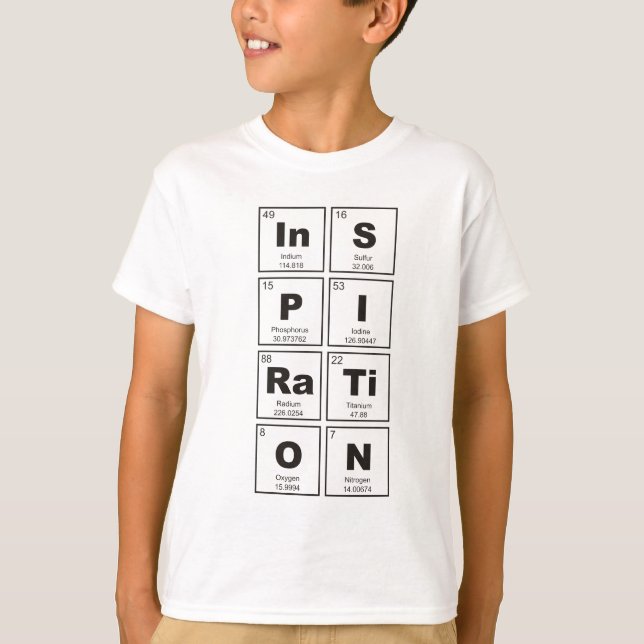 Camiseta Tabla de elementos periódica química: Inspiración (Anverso)