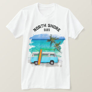 Camiseta Tabla de surf azul vintage de North Shore Oahu Van