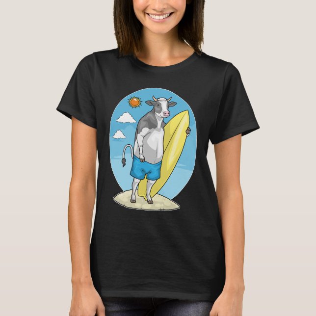 Camiseta Tabla de surf de playa de vaca verano (Anverso)