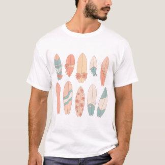Camiseta tabla de surf floral pastel