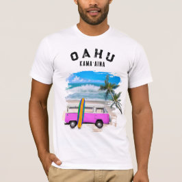 Camiseta Tabla de surf Oahu Kamaʻaina rosa vintage Van