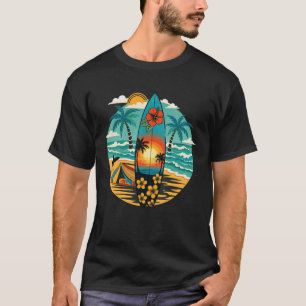 Camiseta Tabla de surf vintage playa tropical hawaiana