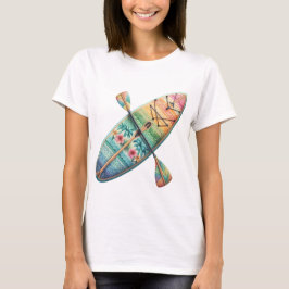 CAMISETA TABLA DE SURF Y PALA TROPICAL PASTEL