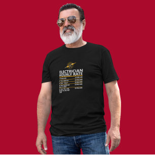 Camiseta Tabla de tarifa por hora de electricista divertida