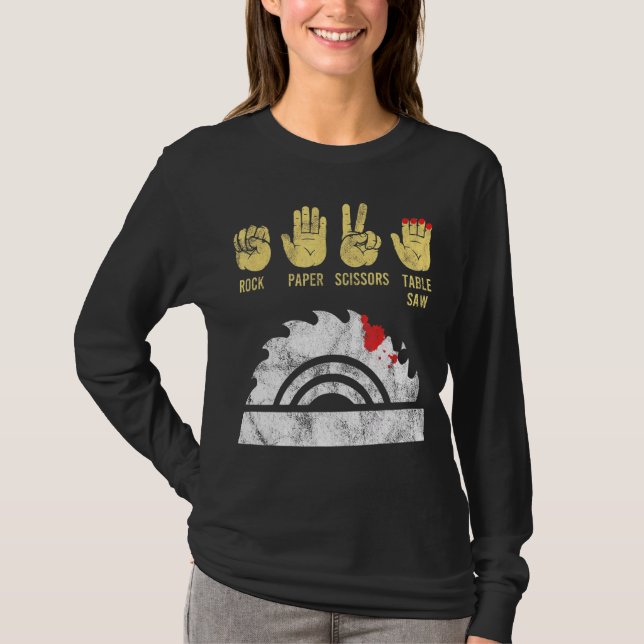 Camiseta Tabla de tijeras de papel de roca con carpente de  (Anverso)