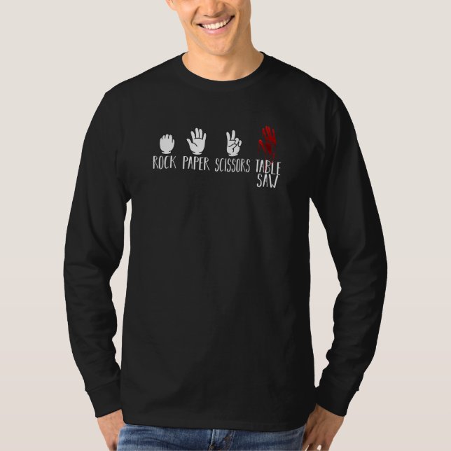 Camiseta Tabla de tijeras de papel de roca Saw Woodworker (Anverso)