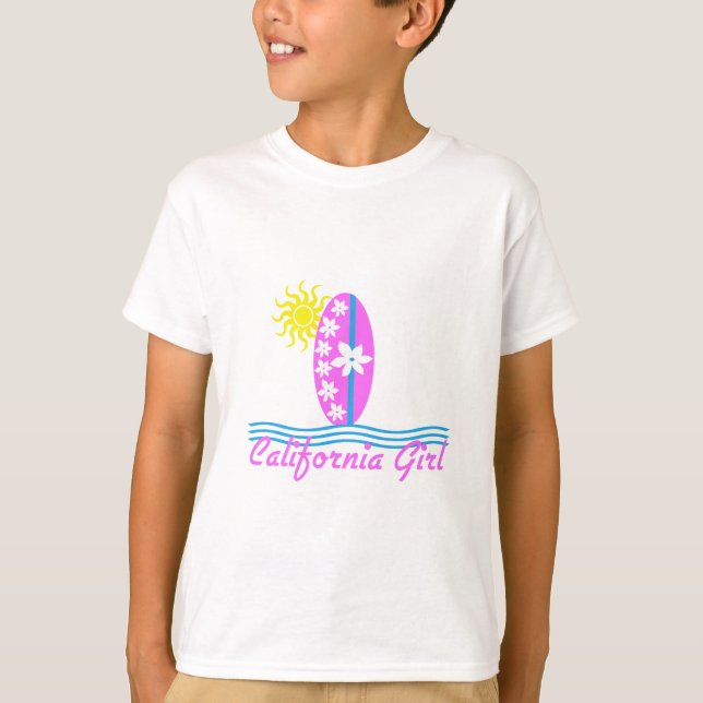 Camiseta Tabla hawaiana W/Sun del rosa del chica de (Anverso)