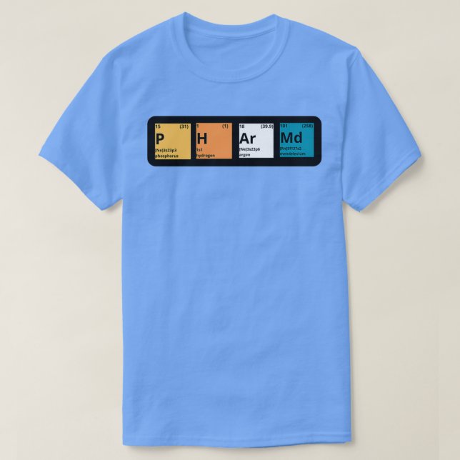 Camiseta Tabla periódica 1 de PharmD (Diseño del anverso)