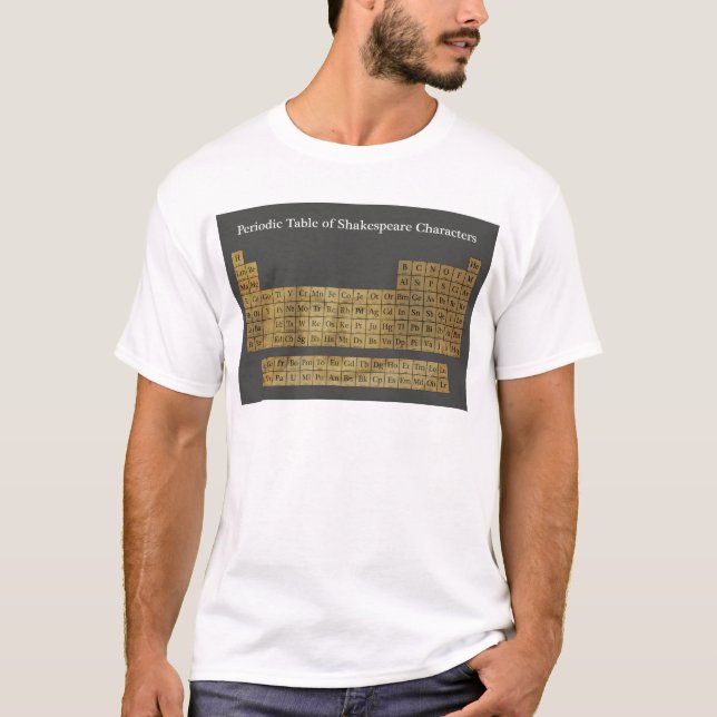 Camiseta Tabla periódica de caracteres de Shakespeare (Anverso)