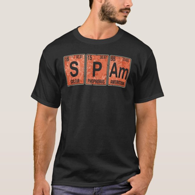 Camiseta Tabla periódica de correo basura de elementos con  (Anverso)