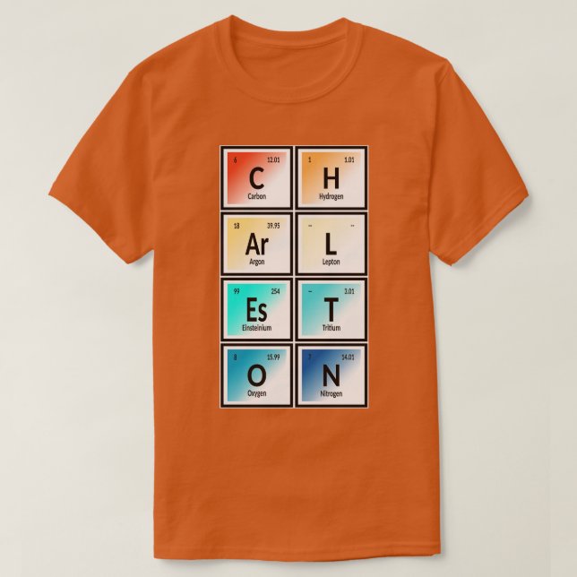 Camiseta Tabla periódica de elementos de la ciudad de Charl (Diseño del anverso)