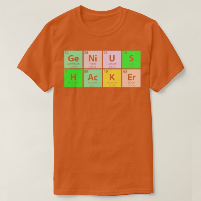 Camiseta Tabla periódica de Genius Hacker (Diseño del anverso)