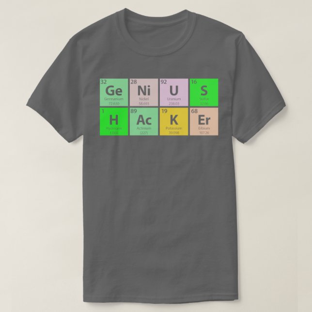 Camiseta Tabla periódica de Genius Hacker (Diseño del anverso)