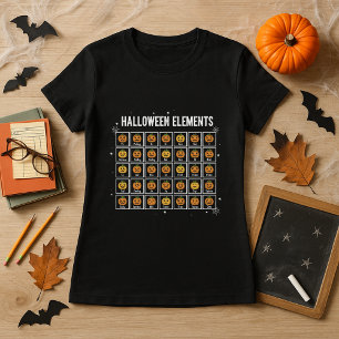 Camiseta Tabla periódica de Halloween de química de calabaz