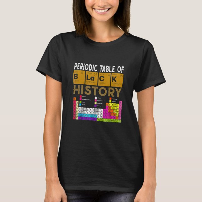 Camiseta Tabla Periódica De Historia Negra Impresionante Co (Anverso)