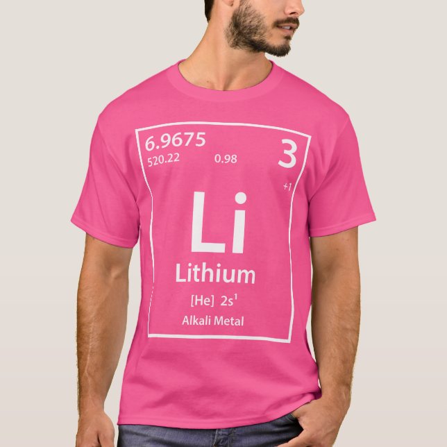 Camiseta Tabla Periódica De Litio De Elementos (Anverso)