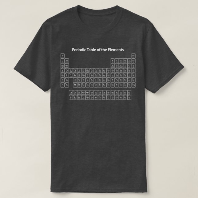 Camiseta Tabla periódica de los elementosCiencia Nerd Premi (Diseño del anverso)