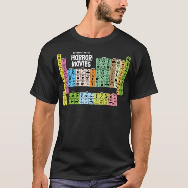 Camiseta Tabla periódica de películas de terror (Anverso)