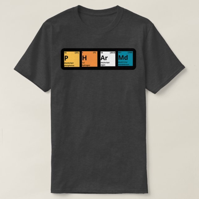 Camiseta Tabla periódica de PharmD (Diseño del anverso)