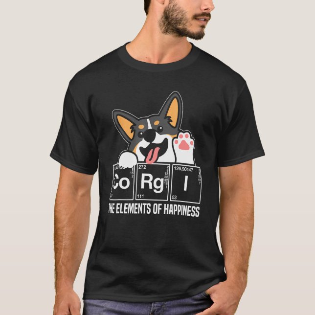 Camiseta Tabla Periódica de Química Ciencia Enseñar Corgi N (Anverso)