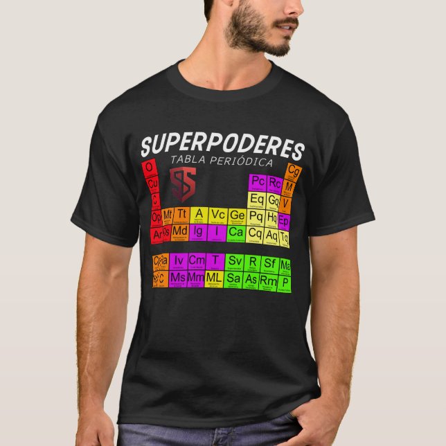 Camiseta Tabla periódica de superpoderes (Anverso)