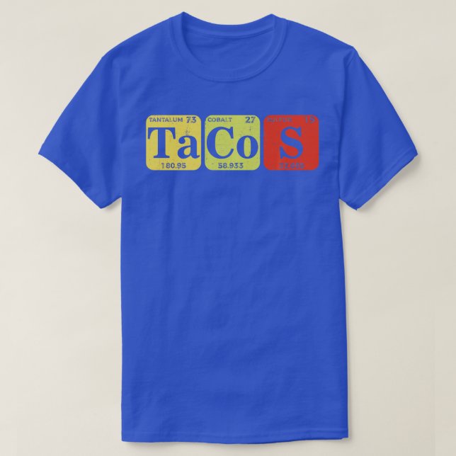 Camiseta Tabla Periódica De Tacos La Ciencia Alimentaria Me (Diseño del anverso)