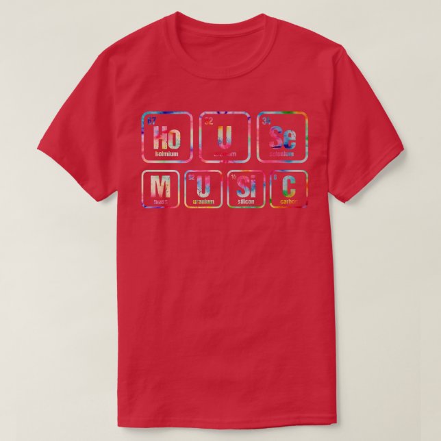 Camiseta Tabla periódica de tinte Elementos químicos Casa M (Diseño del anverso)
