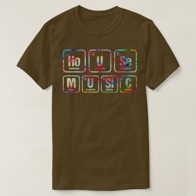 Camiseta Tabla periódica de tinte Elementos químicos Casa M (Diseño del anverso)