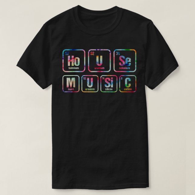 Camiseta Tabla periódica de tinte Elementos químicos Casa M (Diseño del anverso)