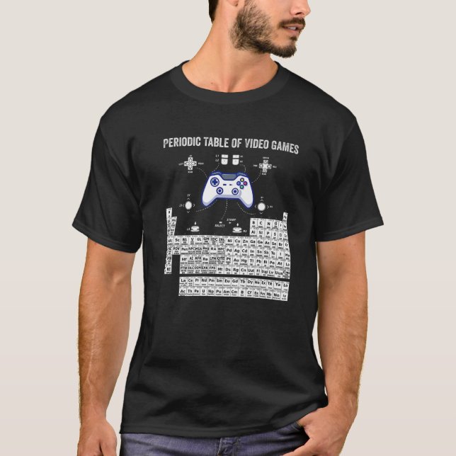 Camiseta Tabla Periódica De Videojuegos Guay Gamers Element (Anverso)