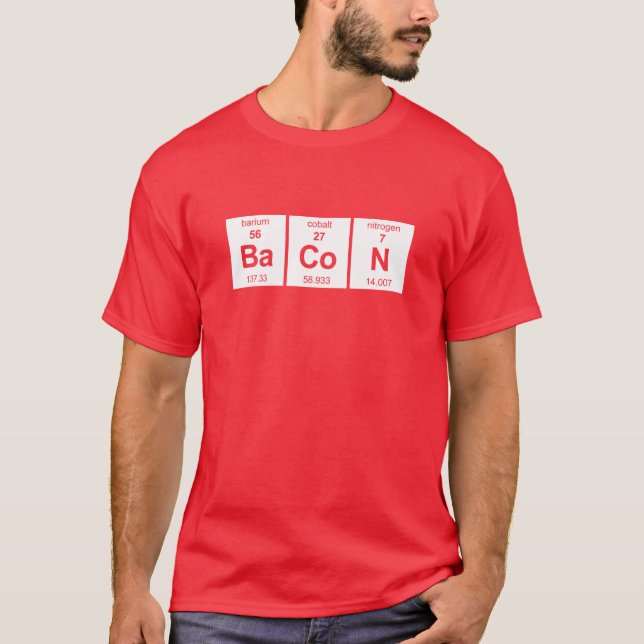 Camiseta Tabla periódica del tocino (Anverso)
