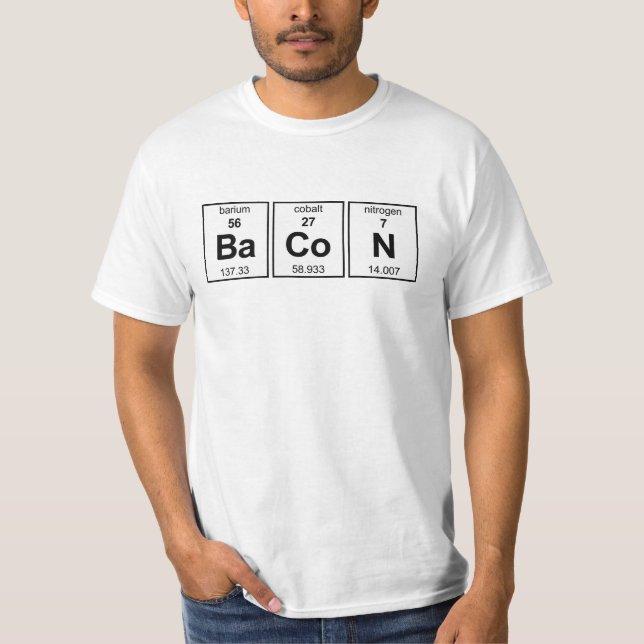 Camiseta Tabla periódica del tocino (Anverso)