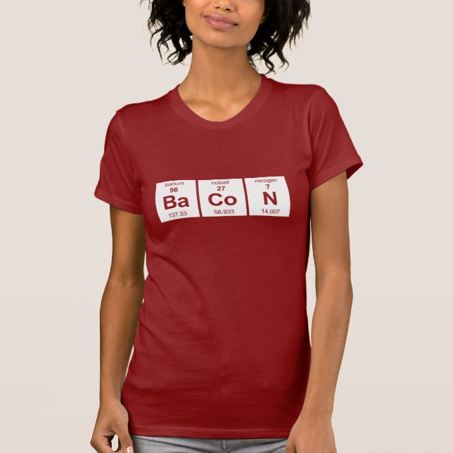 Camiseta Tabla periódica del tocino (Anverso)