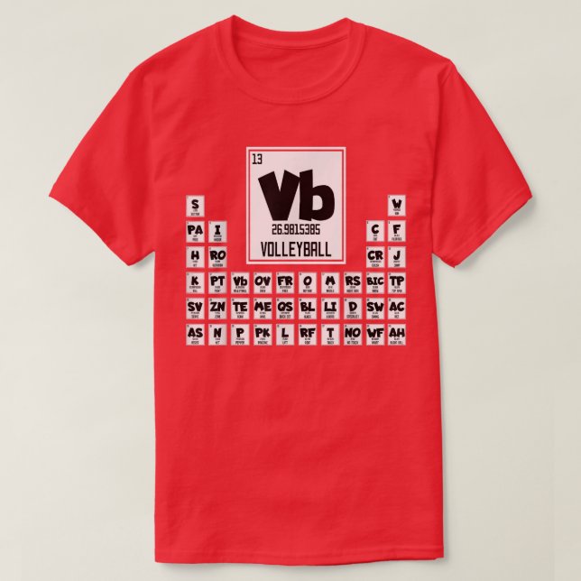 Camiseta Tabla periódica divertida de voleibol  (Diseño del anverso)
