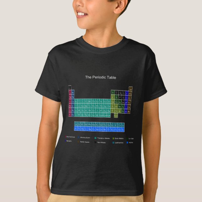 Camiseta Tabla periódica elegante - azul y negro (Anverso)