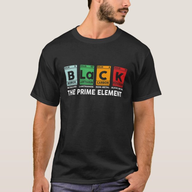 Camiseta Tabla Periódica Negra El Primer Elemento Histo Neg (Anverso)