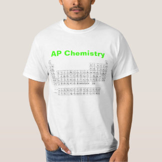 Camiseta tabla periódica, química del AP