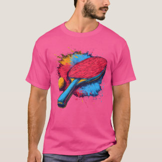 Camiseta Tabla pintada colorida Tenis Racket Tabl