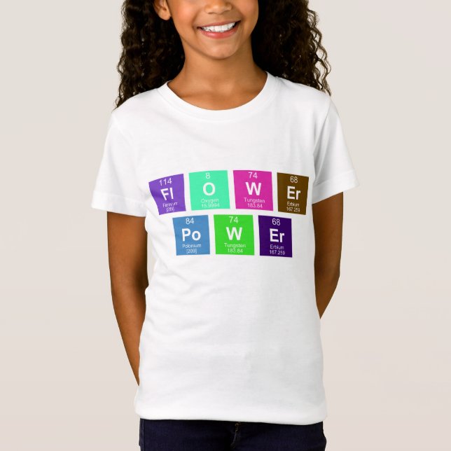Camiseta Tabla química periódica de elementos: FlOWEr PoWEr (Anverso)