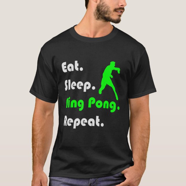 Camiseta Tabla Retro Tenis Comer Sleep Ping Pong Repetir Ta (Anverso)
