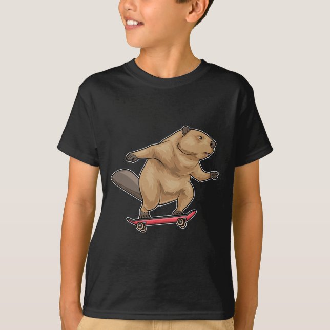 Camiseta Tablas de skate de castor patinador (Anverso)