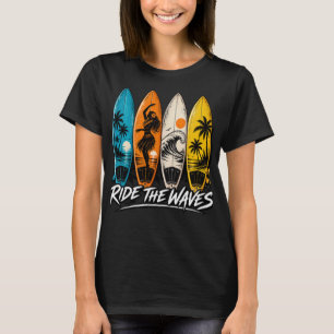 Camiseta Tablas de surf retro cabalgan las olas Diseño de s