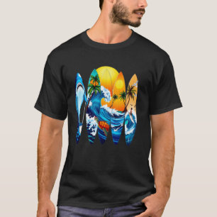 Camiseta Tablas de surf tropicales en la espalda, estilo su