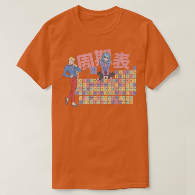 Camiseta Tablas Retro Periódicas Estilo Anime Química 90 Ae (Diseño del anverso)