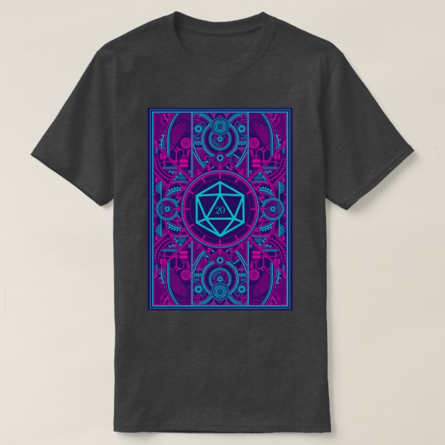 Camiseta Tabletop ciberpunk futurista RPG D20 dados (Diseño del anverso)