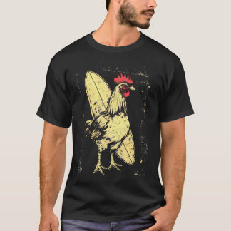 Camiseta Tablón de surf de pollo gallo surfista vintage