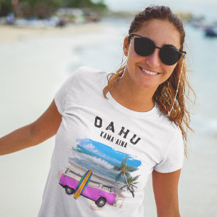 Camiseta Tablón de surf Van Vintage Rosa Oahu Kamaʻaina